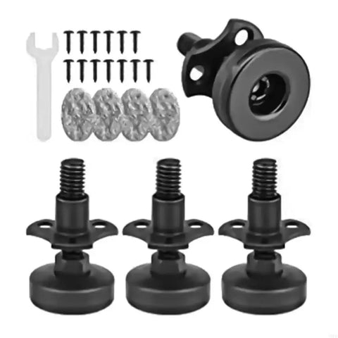 12 Pack Furniture Leveling Feet With Three Eighths Inch Thread And Adjustable Height, floor protectors, black plastic feet with screws