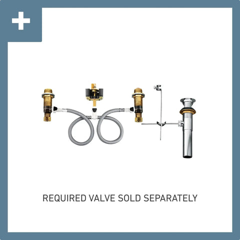 Eva Chrome Transitional Two-Handle High-Arc Widespread Bathroom Faucet With Drain Assembly Valve Required Model T6420 components