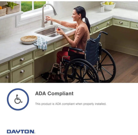 Person in wheelchair using Single Bowl Drop-In Stainless Steel Kitchen Sink 25 By 22 By 6.56 Inches, Easy Drop-In Install, ADA compliant.