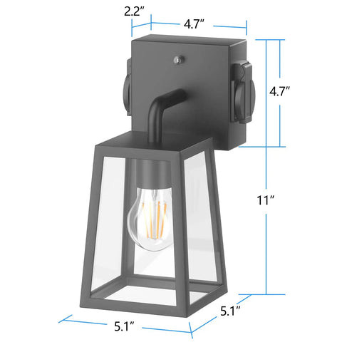 Super Durable Dusk To Dawn Porch Lights Packed With Two Outlets That Are Waterproof And Anti Rust In Black Finish