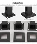 Matte Black Glass Railing System With Durable Stainless Steel Balustrade And Glass Panels For Indoor And Outdoor Use base and cover components