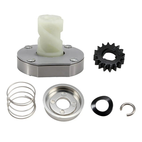 Starter Drive Kit With 16 Teeth Drive Gear That Fits Briggs And Stratton Stens Rotary Engines And Lawn Tractors Replacement Part Numbers 497606 696541 435 859 9854, showing components and gear