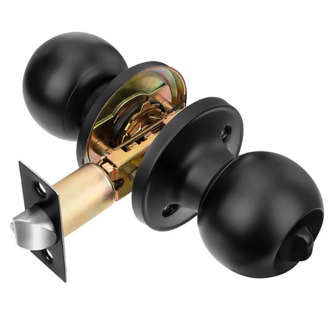 8 Pack Privacy Door Knobs Matte Black Interior Passage Lock Set Keyless Round Doorknobs For Bedroom And Bathroom Includes Hardware And Instructions Easy To Install No Fuss