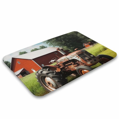 Thick Soft Absorbent Farm Tractor Bath Rug Mat With Non Slip Backing Ultra Absorbent Coral Fleece Machine Washable Bathroom Rug