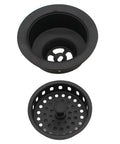 Combo Pack Post Style Kitchen Sink Basket Strainer And Waste Disposal Drain Flange With Stopper Matte Black Solid Brass