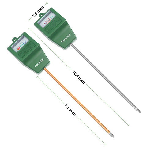 All In One Soil Moisture And pH Meter Kit with two 10.4 inch probes, green casing, easy read dial for garden, farm, lawn care.
