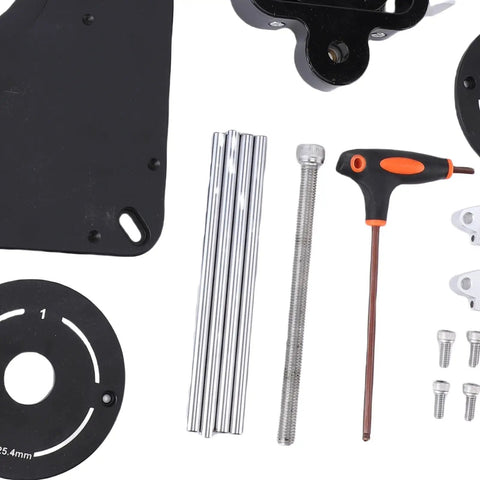 Sweet Aluminum Router Lift Platform With Dead Nut Precision Height Adjustments And Four Interchangeable Insert Rings tools and components