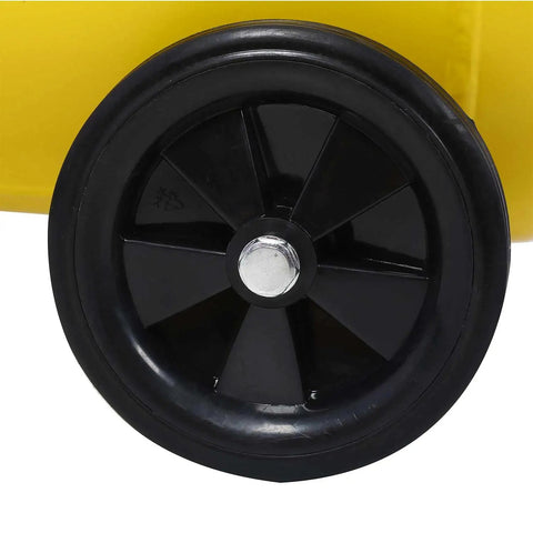 Wheel detail of Top Rated 3.5HP Quiet Air Compressor With 10 Gallon Oil Lubricated Horizontal Tank And 115 PSI Pressure Output.