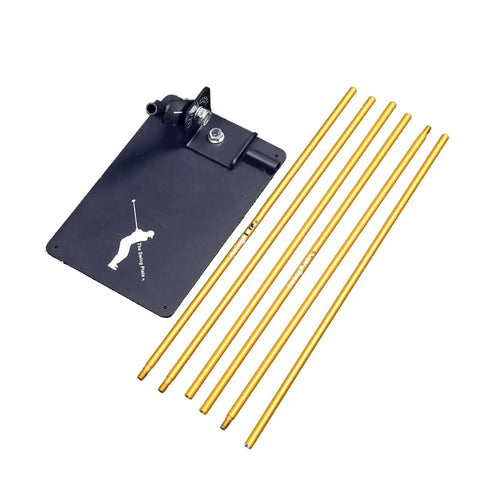 Pro Grade Golf Swing Trainer Plate With 2 Premium Gold Alignment Rods, Swing Analyzer Aid setup with rods on white background
