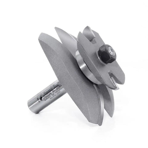 Cove Raised Panel With Back Cutter Router Bit Three And Three Eighths Inch Diameter One Half Inch Shank Two Flute Built For Standard Panel Grooves