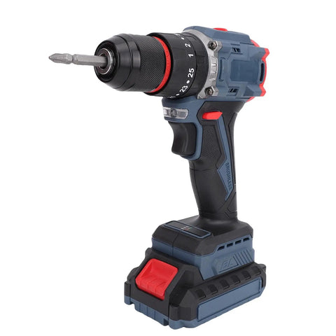 Heavy Duty Cordless Drill Kit Bad Boy with 1500 RPM and 25 Torque Settings, compact design for effortless drilling and screw driving.