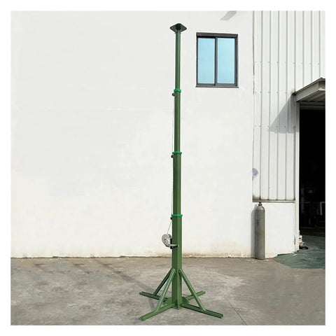 Hand Crank Telescopic Mast With Quadripod Base Extending Three To Ten Meters smooth manual operation heavy duty lighting camera mount image.