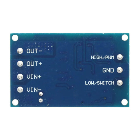 Back view of 2 Pcs High Power 600W MOSFET Trigger Switch Drive Module PWM Control DC 4V To 60V with labeled connections.
