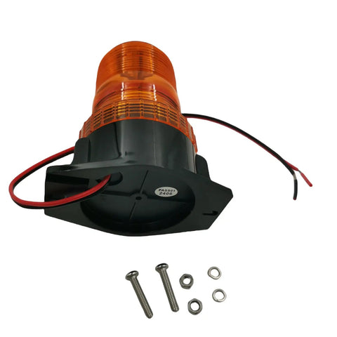 Heavy Duty LED Amber Strobe Beacon Light Straight Bolt On Replacement For Genie Lift Models with mount bracket and wiring.