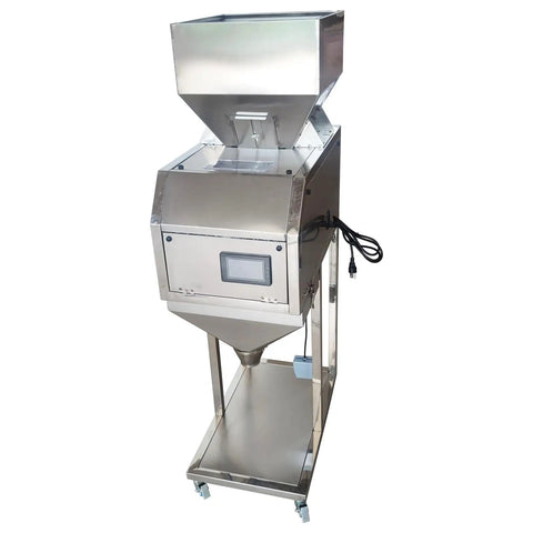 Rock Solid Automatic Filling Machine For Powders And Particles 10 To 5000G With Auto Vibration Hopper built in stainless steel for grains.