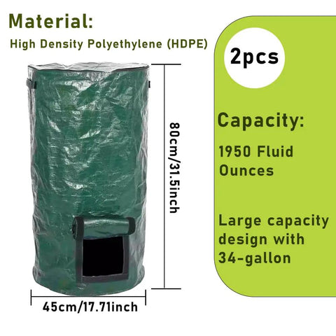 Large 34 Gallon Collapsible Garden Compost Bin With Lid For Yard Waste And Kitchen Scraps Durable Thick Polyethylene Tumbler Bin For Outdoor And Indoor Composting