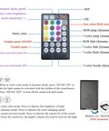 Remote control for Dual Head RGBW Fiber Optic Light Kit For Home With App Control, Twinkle And Music Modes shown with labeled buttons