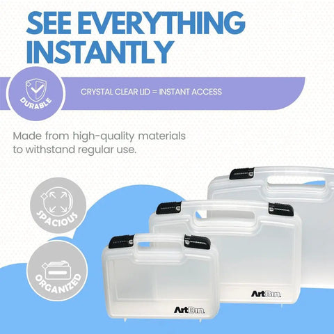 Straight Up Durable 10 Inch Quick View Deep Case For Arts And Crafts with transparent lid for easy access.
