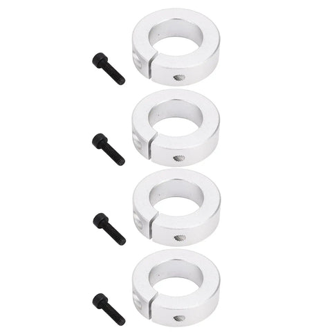 Four Pieces One Inch Bore Aluminum Alloy Split Shaft Fixing Collar Screw Clamping Collar Kit Great For Gear Box Assemblies Machine Tools Plus Oxidation Resistant Finish Keeping Motors Locked Down Tight And Running Smooth On Any Job Or Shop Floor. Four 1 inch bore collars with screws