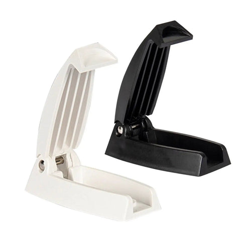 Premium ABS Camper Door Catch Square Design Holds Baggage Compartments Wide Open Securely Replaces Broken Hinges in white and black.
