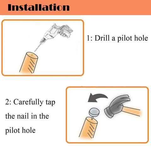 Installation guide for 40 Piece Round Heavy Duty Nail On Felt Pads For Furniture Legs demonstrating drill and hammer use.