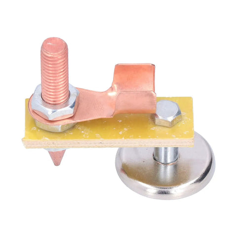 Heavy Duty Magnetic Welding Support With Copper Tail Holds 3KG Strong Suction for Mechanical Repair and Ground Clamps, close-up.