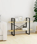 Two-Tier Pine Wood Book Cabinet for Home Office Storage, Rugged Industrial Style Bookshelf with decor and plants