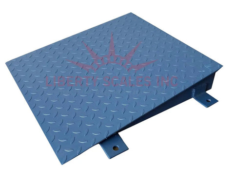 Heavy Duty 24 By 24 Digital Floor Scale With Dual Ramps Rock Solid Platform For Pallet Jacks, blue steel surface.