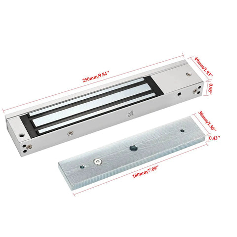 Door Access Control System With RFID Keypad And Remote Pro Grade 600Lb Magnetic Door Lock Kit with dimensions indicated