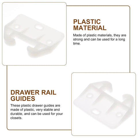12-Piece Plastic Drawer Rail Guides Replacement Kit for Cabinets, Closets, Dressers and Furniture Systems, white plastic guide
