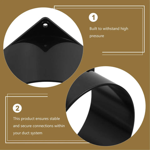 Close-up view of ZeroDeko Square Abs Plastic Duct Connector Flange Adapter showing durable black ABS plastic and mounting hole.