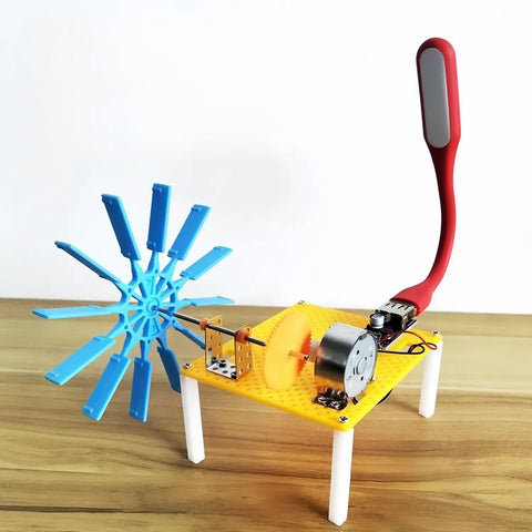 Hands On Micro Hydro Generator Kit For Beginners And Students Light Up An LED With A Water Turbine Model Science Project For Home Lab And DIY Renewable Energy Fun 5 Piece Kit, blue turbine and LED lamp