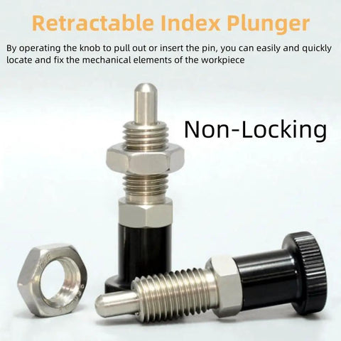 Heavy Duty Stainless Steel Ball Nose Spring Plunger Push Fit Retract Index Pin For Precision Positioning Built Tough For Smooth Industrial Machinery M16 Thread with non-locking design.