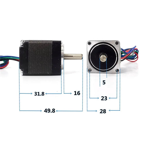 1.8 Degree Nema 11 Stepper Motor 28x28mm Frame With 5mm Shaft 2 Phase 4 Wire Hybrid Stepping Motor Ideal For 3D Printers CNC Machines And Automation Today, side view with 31.8mm body and 5mm shaft