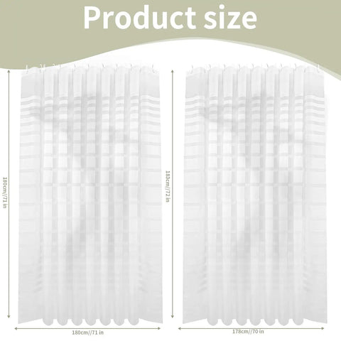 Waterproof PEVA Shower Curtain Liner 70 By 72 Inch With Light Filtering Clear Stripes Design Eco Friendly PVC Free Semi Transparent Bathroom Decor With Durable Hooks shown in size comparison