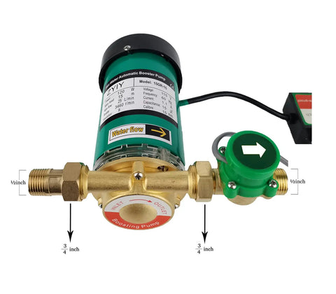 Automatic Water Pressure Booster Pump For Home Use 90W 115V 316GPH Flow Switch brass components, three quarter inch inlet