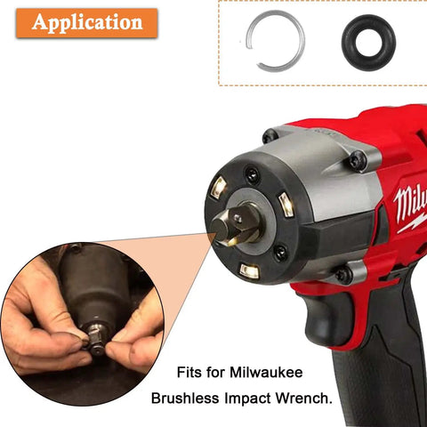 Three Eighths Inch Impact Socket Retaining Clip Kit With O Ring And Installation Tool For Brushless Impact Wrench shown in use