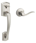 Front Door Entry Handleset With Reversible Interior Lever, Non Locking Satin Nickel Finish, Microban Protection, Exterior Door Hardware