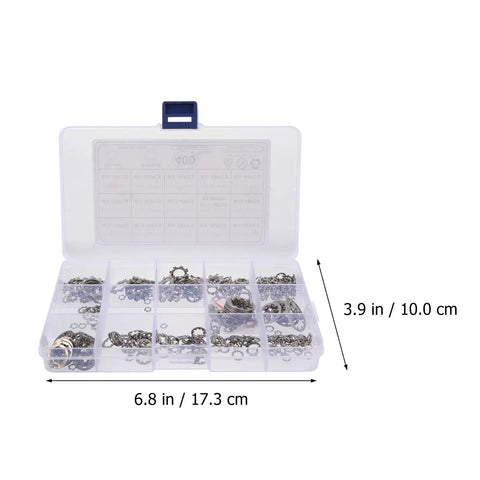 400Pcs Stainless Steel Tooth Lock Washer Set With External And Internal Serrated Washers For Bolt Loosening Prevention in box