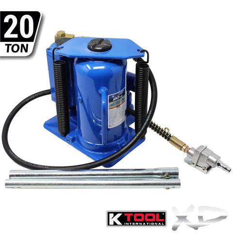 Massive Twenty Ton Air Hydraulic Bottle Jack For Garage Shop And Diy Rigs Heavy Duty Steel Workhorse fast pump operation blue finish