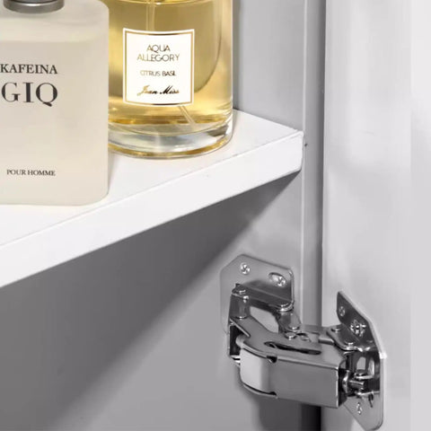 4 Pack Easy Install Cabinet Door Hinges with Soft Close Full Overlay for shelf, no drills required, quick screwdriver setup shown.