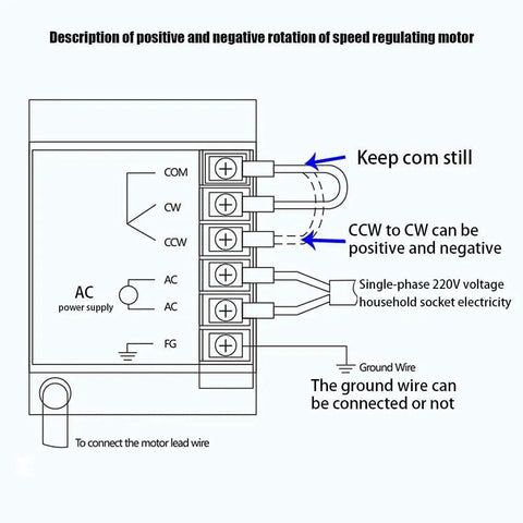 Wiring diagram for Heavy Duty Geared Motor 110V 60W Single Phase Reversible Motor With Variable Speed Controller 0 To 135 RPM