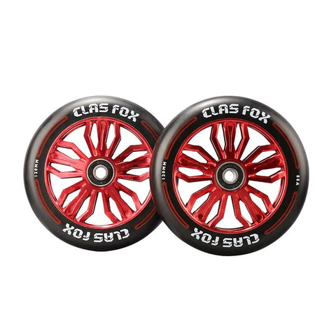 Real Heavy Duty Pro Scooter Wheels With Abec 9 Bearings 120 X 24 MM forged aluminum core in red with 88A polyurethane.