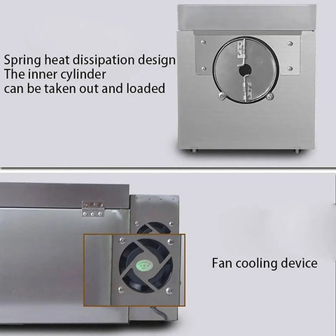 Transform Your Daily Grind With This Heavy Duty Electric Coffee And Nut Roaster, showing fan cooling device and inner cylinder.
