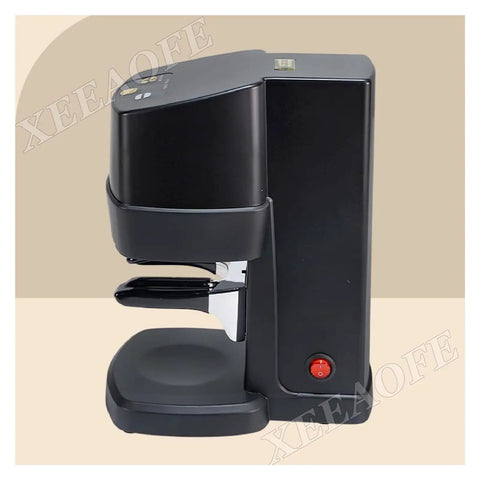 Heavy Duty Coffee Tamper With 58mm Precision Portafilter Fit Perfect For Cool Home Baristas And Dope Coffee Shops featuring a sleek black espresso machine.