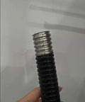 Heavy Duty Flexible Metal Conduit Tough As Nails Black Pvc Covered Corrugated Cable Sleeve Rock Solid Wire Guard close-up view.