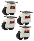 Universal Adjustable Swivel Casters With Leveling Feet And Flat Base For Heavy Duty Rig with aluminum alloy body and nylon wheels.