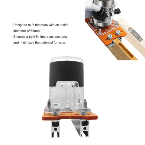 Heavy Duty Aluminum Alloy Palm Router Base Engineered For 65MM Trimmers showing clear view of 65mm fit and mounting features.