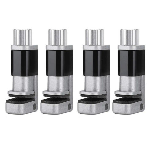 4Pcs Universal Aluminum Phone And Tablet Holder Clamp With Scratch Proof Rubber Pads Heavy Duty Grip, showing clamps in silver and black.