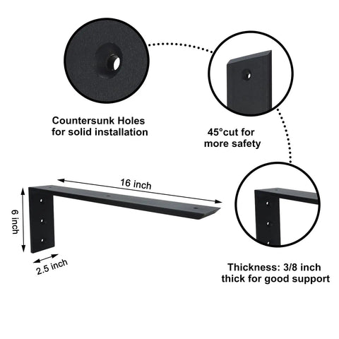 Heavy Duty Countertop Support Brackets 3 Pack L Shape Mantel Corbels For Granite Quartz Wood Concrete Laminate with measurements